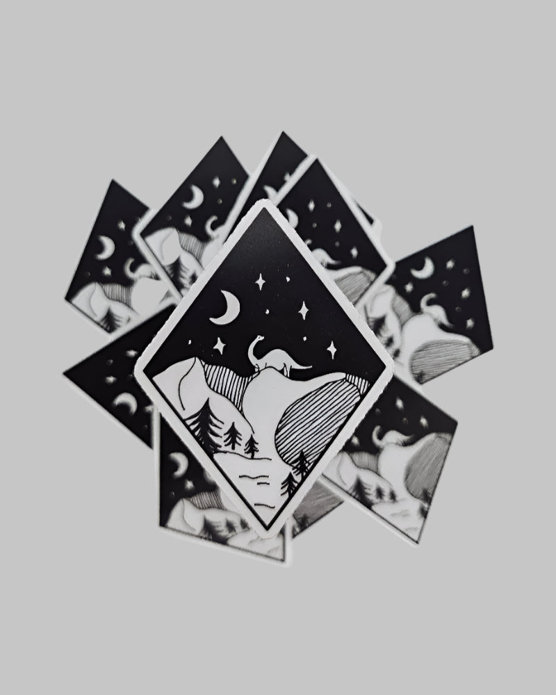 moon dinosaur vinyl sticker