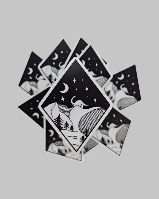 moon dinosaur vinyl sticker